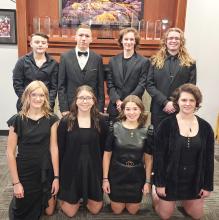 The Dakota Valley vocalists attended the South Dakota All-State Choir concert on Oct. 28 in Rapid City. Pictured are, front from left, Madison Bell, Maddy Grooms, Grace Powell and Addy Kellen; and back, Rayne Hermes, Aiden Keenan, Lewis Pick and Kaleb Haiar. Submitted photo