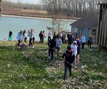 Dakota Valley members of the Junior High Student Council and Junior Honor Society helped rake residents yards Nov. 14. Submitted photo