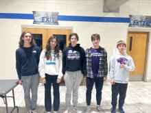 Chance Feese, Sofia Carrigan, Owen Oberg, Preston Konopasek and Brendan Lindsey consisted of another team for the Dakota Valley Quiz Bowl first competition. Submitted photo