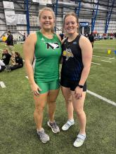 Kenna and Josie Curry both play in D1 athletics and competed in their first collegiate competition against one another Dec. 1 and 2 in Brookings, SD. Kenna competes for UND and Josie for SDSU. Submitted photo