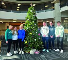 The Dakota Valley High School Student Council decorated the Giving Tree. Pictured are, from left, Abigail Burhoop, Grace Meyer, Ella Schmiedt, Nick Hanson, Cooper Orr, and Isaac Klemme. Submitted photo