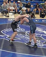Keaton Hinds finished in 4th place in the 215 bracket at the Jesse James Invitational in Garretson on Jan. 6. Submitted photo