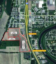 Union Crossing, outlined above in red, is a three-phased, 10-year project to be built on 86 acres of land. The land is located west of South Dakota Interstate 29 between North Sioux City and Dakota Dunes. A $2.7 million grant from the South Dakota Housing Authority was awarded to PBR Capital Group, LLC in order to help facilitate the development of workforce housing in North Sioux City. Submitted rendering