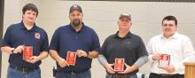 Brett McCabe, Jason Derochie, Jason Bame and Andrew Fjare became full members of the North Sioux City Fire Department.