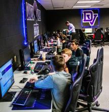 Student Athletes in the Esports program playing Rocket League, pictured are, from bottom, Landon Greene, Asher Pfeifer, Ethan Christensen, Chance Johnston, Bryan Cardona, Ben Phillips, Ryan Schutte, Head Coach Michael Oberg, Ian Green, Preston Kneib and Pattrick Kloucek. Photo by Peterman Sports Photography • stevepeterman5@gmail.com