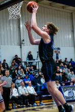 Evan Fornia was a force under the basket against Beresford Feb. 9. He had 13 points during the contest Photos by Peterman Sports Photography • stevepeterman5@gmail.com