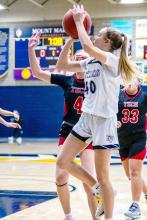 Ella Otten, shown here against Lakota Tech, had 8 points for the Panthers against Lennox on Feb. 20. Photo by Peterman Sports Photography stevepeterman5@gmail.com