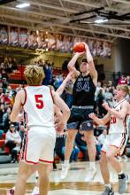 Jaxson Wingert had 21 points against Lennox on Feb. 23. Photo by Peterman Sports Photography stevepeterman5@gmail.com