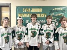 Dakota Valley athletes playing with the Sioux City Metros are, pictured from left, Jax Trosper, Blaze Bauer, Grant Harder, Zach Brannan and Noah Graham. Jack Colligan is not pictured. Submitted photo