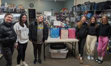 The 7th grade girls youth discipleship group, from St. Teresa’s Catholic Church in Dakota Dunes, packed and delivered birthday bags to the Siouxland Foster Closet on Feb. 28. Pictured are, from left, Kendall Koch, Aleyah Jung. Jayla Jund, Izzy Bradshaw, Mallory Riibe and Sienna Schauff. Photo by Kelly Riibe • times2reporter@gmail.com