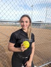 Silja Gunderson hit a home run at her first plate appearance in the DV softball game versus Beresford on April 5. Photo by Kelly Riibe • times2reporter@gmail.com