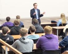 South Dakota Congressman Dusty Johnson visited the Dakota Valley School District Tuesday, April 2. He discussed current Washington, D.C. politics, informed the students about his responsibilities and held a question and answer period. Submitted photo