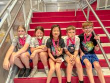 Special Olympics medal winners, from left Samantha Dudley, Korbyn Vogt, Anna Yixian Norby, Rawsen Vogt and Jackson Sharkey. Submitted photo