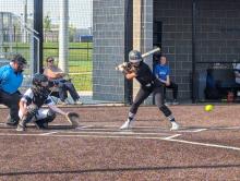 Sophomore Bria Perryman gets ready to put the ball in play during DV’s softball game against Sioux Falls Christian on Monday, May 13. Photo by Kelly Riibe • times2reporter@gmail.com