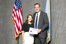 Grace Powell of Dakota Valley is pictured with Lieutenant Governor Larry Rhoden. Valerie Norby was not able to attend. Submitted photo
