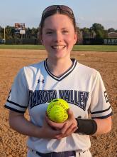 Sophomore Mia Riibe launched a solo home run, over the fence, during DV’s SoDak 16 game versus Vermillion on May 22. Her team went on to win the contest 8-6 and advance to the state tournament in Aberdeen. Photo by Kelly Riibe • times2reporter@ gmail.com