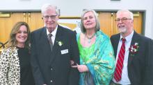 The South Dakota NewsMedia Association inducted Bruce and Susan Odson and Gayle A. Van Genderen and J.P. Studeny into the Newspaper Hall of Fame. Pictured are, from left, 2023-24 SDNA President Kristi Hine, Bruce Odson, Gayle A. Van Genderen and J.P. Studeny. Submitted photo