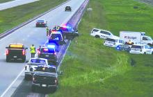 Law enforcement from several agencies were involved in chasing a stolen Budget Rental box truck. The pursuit started in South Sioux City, NE, with an officer-involved shooting. It ended when officers deployed stop sticks on I-29 south of Elk Point, SD. Brian Church and Gwenn Homan were taken into custody following the incidents. Submitted photo