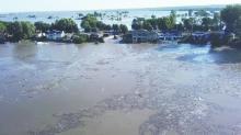 A view from overtop of McCook Lake looking north, shows water spilling into the lake via Northshore Drive. Photo courtesy of Shaun Florke