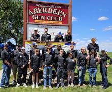 Elk Point-Jefferson Trap team at the South Dakota State Trap Shooting Tournament in Aberdeen June 2024. Top row from left; Treyton Law, Devon Steckelberg, Eli Connors, and Mason Marx.  Middle row from left Tony Stokely, RD Steckelberg, Andrew Beerman, Spencer Marx, Andrew Quiett, Lucas Green, Kacey Kneebone, Jonathan Kjose, Jackson Neal, and Teri Stokely.  Front row from left: Aidan Clericx, Tate Marx, Elijah Johnson, Jaxson Streinbrecher, and Keeley Steinbacher. Submitted phot