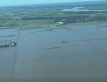 Aerial view of the flooding North and East of Elk Point around 2:00 p.m. on June 23. Photo courtesy of Fleurish Farms