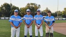  July 17, 2024 was the final home game for these four ball players, from left: Ty Trometer, Evan Hailey, Kayden Moore and Jacob Gale.   Submitted photo