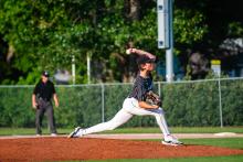 Grady Ramos fires one off the mound in the game versus the Elk Point-Jefferson Huskies July 8th.