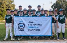 The 2024 10U Westside Little League All-Stars team defeated the LeMars All-Stars in the district finals on Sunday, July 14. The roster advanced to state with the win and many players live in the Dakota Dunes, North Sioux City and McCook Lake areas. Back row from left : Assistant Coach Gary Riibe Jr., Head Coach Mike Galles, and Assistant Coach Scott Frazee. Middle row from left: Parker Jennett, Jordy Mousel, Logan Frazee, Miles Carter, and Ty Janssen. Front row from left: Carter Dailey, Jack Galles, Alex Al