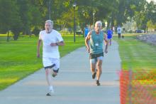 Darrel Carter (left) emerged victorious in the 5K race, clinching first place in the 65-69 age bracket on August 10 at the South Dakota Senior Games in Pierre, SD. Submitted photo
