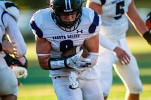 Senior Preston Konopasek carried the football into the end zone to score DV’s first touchdown on Friday, August 30.