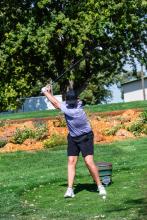 Logan Brandon, of Dakota Valley, tees off at The Pointe Golf Course on Sept. 17. Photo by Peterman Sports Photography stevepeterman5@gmail.com
