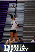 Claire Munch goes up for the kill during DV’s home volleyball match on October 10, 2024.