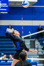 Ashley Brewer goes up for a kill at the net versus Tri-Valley on Oct. 22, 2024.