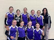 The middle school DAK 12 South volleyball tournament was held on Saturday, September 21. Dakota Valley 7th grade were tourney champions as they defeated Vermillion, Canton, EPJ and Lennox to bring home 1st place honors. Back row from left: Ava Anderson, Mila DeBeer, Tinsley Sorenson, Brielle Redstone, Avery Behrens, and Coach Renee Gunderson. Front row from left: Aubrey Bird, Grace Cheever, Claire Avery, and Ella Greene (not pictured Coach Kris O’Neill). Submitted photo