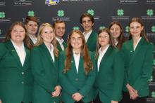 The SDSU Extension State 4-H Ambassadors for the 2024-2025 year are Abbie Chase, McCook County; William Kreth, Davison County; Oliver Moeckly, Marshall County; Kelsey Fischer, Day County; Katie Spatz, Roberts County; Julia Tinker, Minnehaha County; Carley Crist, Union County; Mercedes Jones, Jerauld County; and Caleb Gaikowski, Day County. Photo submitted