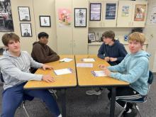 The DV quiz bowl roster of 4 senior boys competed well on Nov. 18, 2024 and brought home 4th place for the Panthers. Back from left : Prithvi Patthi, and Owen Oberg. Front from left: Preston Konopasek, and Brendan Lindsey.