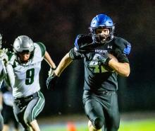Ashton Fairbanks is seen here on his way to the endzone on Oct. 31, 2024.