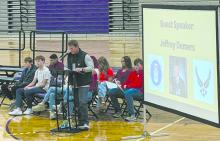Jeffrey Demers, of Wynstone, was the guest speaker at DV's Veterans Day program on Nov. 11, 2024. Demers served in the United States Air Force. Photo by Kelly Riibe • times2reporter@gmail.com