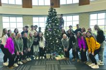 Members of the DV high school student council gathered around the school’s giving tree on Tuesday, Nov. 26, 2024. Submitted photo