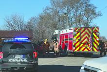 On Wednesday, December 4, 2024, North Sioux City fire and police assisted Mid-American with a power outage. High winds damaged a line connected to a transformer behind businesses around 200 Military Rd. Over 1,500 customers were without power in North Sioux City and Riverside. Photo by Shannon Jost • timesleader1@gmail.com