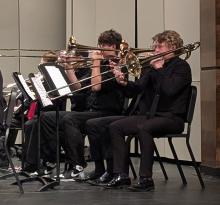 EPJ’s Carter Langle can be seen on the end playing the trombone during Region 1 Honor Band in Canton, SD. Photo by Kelly Riibe • times2reporter@gmail.com