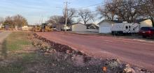 Crews were working on portions of Northshore Drive during mid-November, and crushed red rock was put down on the roadway near the DV Elementary school out towards the interstate. Photo by Kelly Riibe • times2reporter@gmail.com