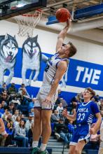 Ashton Fairbanks showed his height and strength at the hoop during the January 16th game at home for EPJ boys basketball.