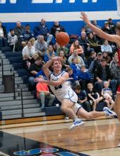 Grayson Girard had 5 points and 7 rebounds against Vermillion. Photo by Peterman Sports Photography • stevepeterman5@gmail.com