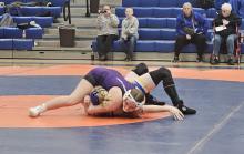 Panther freshman McKenzie Scott wrestled hard versus Erin Legg of Canton on Saturday, January 25, 2025. Submitted photo