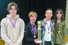 The Panthers had a quiz bowl team claim 1st place on January 27, 2025 at the Quarrier contest in Dell Rapids, from left: Owen Oberg, Brendan Lindsey, Aiden Keenan, and Joey Furlong. Submitted photo