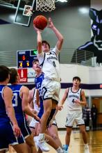Tyler Cornelsen goes up for a hoop on January 30, 2025.