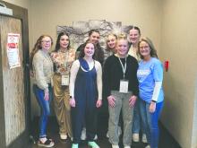 2025 Ed Rising State Group: Back row from left: Haley Harkness, Kayla Sharkey, Ava Peters, Kylee Pierce, and Camryn Norris. Front row from left: Delaney Thorson, Gracelynn Bruns, and Mrs. Karlene Stabe Submitted photo by Karlene Stabe