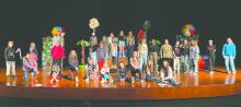 Many of the Dakota Valley cast and crew for the upcoming middle school play are seen here onstage in the Panther's Performing Arts Center. The play will be held on Monday, March 17, and Tuesday, March 18, 2025, from 7 p.m. to 8 p.m. Submitted photo