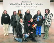Panther artists were in Vermillion, SD for the 2025 Art Wars, hosted by the SDHSAA, on Friday, February 21, 2025. Front row from left: Shia DeAnda- Dietrich, and Madi DeAnda-Dietrich. Back row from left: Kiersten Pace, Moon Jorgensen, Demi Harlan, Eva Hale, Max Kite, and Addy Kellen. Sumbitted photo